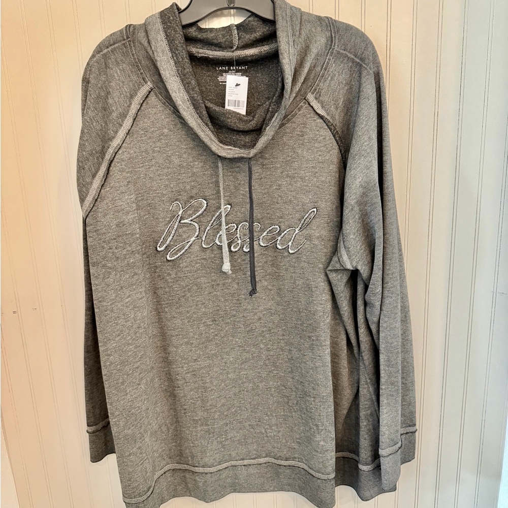 Lane Bryant Gray Blessed Cowl Neck Sweater